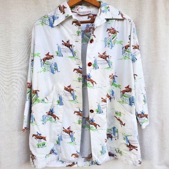 Vintage Chore Jacket 60s 70s Novelty Print Cotton - Picture 13 of 13